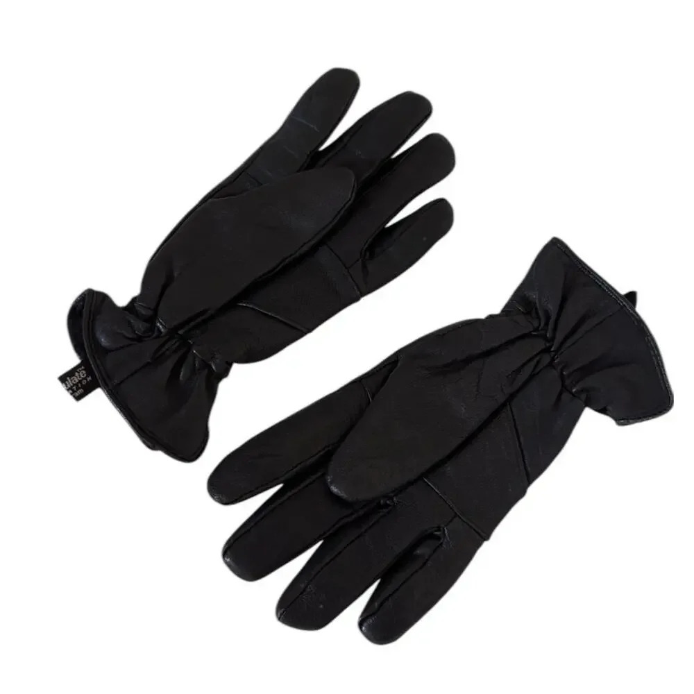 Black Leather Gloves for Men - Sheepskin Insulated,  Stylish (Size M)